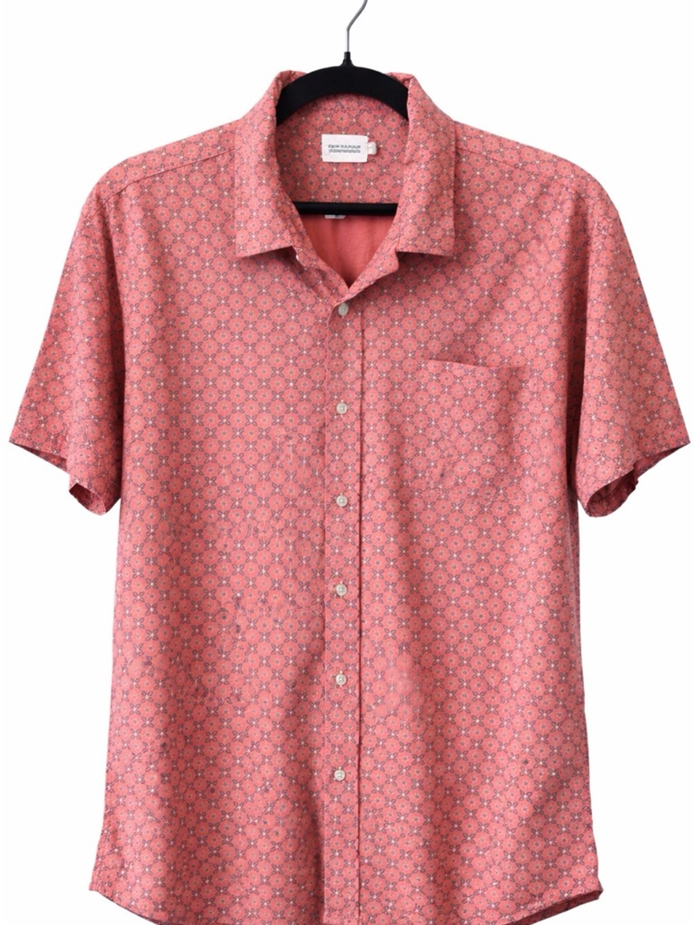 Fair Harbor Coral Pink Short Sleeve Button-Down Shirt